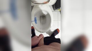 Big Cut Cock Takes a Piss at Toilet