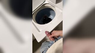 RISKY dick out walk to laundry room KINKLADMPLS on OF to see me strip, wank, and cum