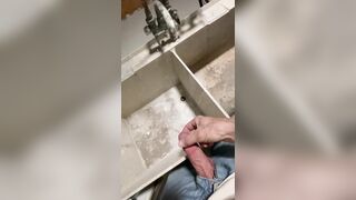 RISKY dick out walk to laundry room KINKLADMPLS on OF to see me strip, wank, and cum