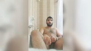 20 ywar old Beefy Arab Takes Massive load out in his Bathroom