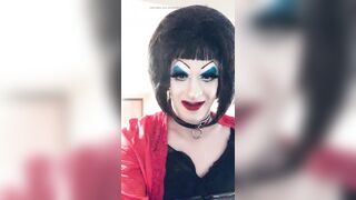 Heavy makeup sissy in PVC in hotel room after getting fucked by random