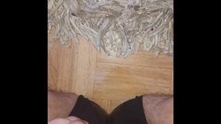Ftm pissing through boxers onto the floor
