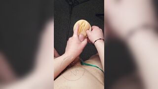 trans pov messy cumshot all over toy