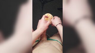 trans pov messy cumshot all over toy