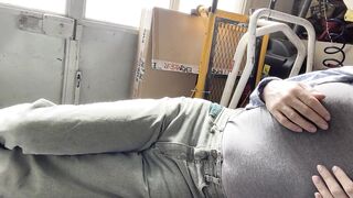 Masturbation and covered by cum in the garage