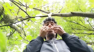 Swallowing cum from three used condoms found outdoor