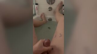 Cum explosion in bathtub