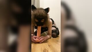 Goth Cat Boy Plays With Dildo