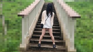 HA44Wears short dress with dildo stuffed into anal. Passers-by pass by takes out secretly fucks anal
