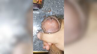 Asian Big cock masturbate with strawberry jaw
