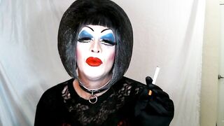 Heavy Makeup Sissy Slut Smokes and talks dirty