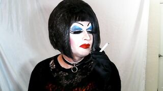 Heavy Makeup Sissy Slut Smokes and talks dirty