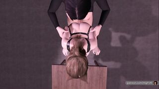 Girls FUTA fuck each other at the table (3D, HENTAI)