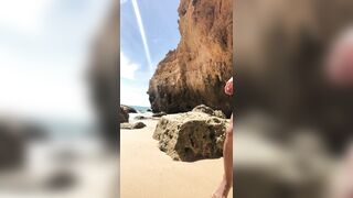 Latin guy Having fun on the public beach naked solo