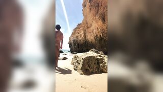 Latin guy Having fun on the public beach naked solo