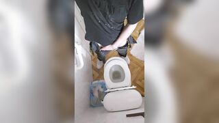 My uncut cock Pissing in a toilet with close up foreskin