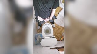 My uncut cock Pissing in a toilet with close up foreskin