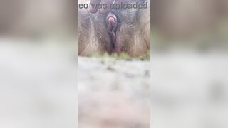 Big clit exhibitionist self fuck beside river