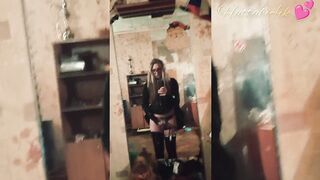 Hot femboy squirting pleasure in front of the mirror