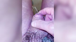 Tiny cock piss in the shower