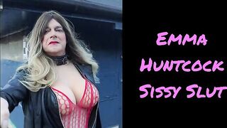 Sissy slut outside on the street