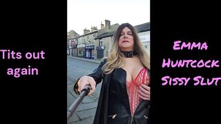 Sissy slut outside on the street