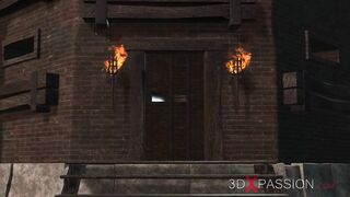 Anal slave slut. Big tits cuffed horny girl in restraints gets fucked roughly by shemale