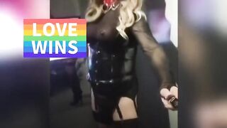 Crossdresser at the sex shop porn cinema