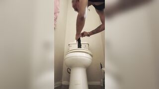 Sexy latina femboy in cute dress takes a ten inch dildo