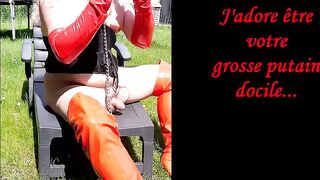 Smoking slut in thigh boots