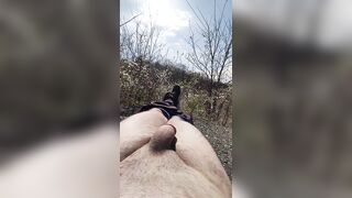 EXHIBITIONIST FOREST RANGER JERKING OFF HIS THICK COCK IN THE FIELD *** PUBLIC *** FEARLESS ***