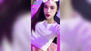 Cute Ladyboy cum on her hand