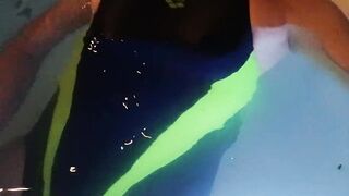 Sissy on sexy arena one piece swimsuit get wet