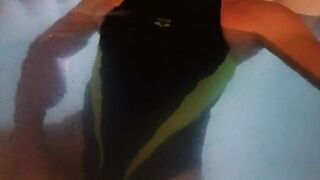 Sissy on sexy arena one piece swimsuit get wet