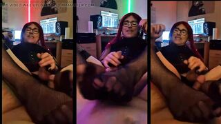 Cute Sexy Feet playing with cock is fun