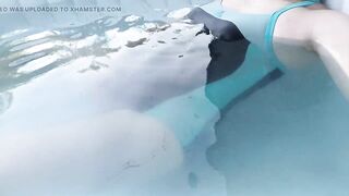 Shemale in sexy one piece swimsuit jerking in jaccuzzi