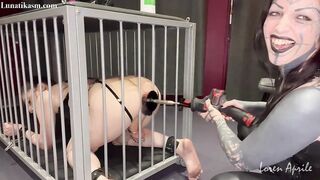 Anal Pounding in Cage with Mistress Lunatika