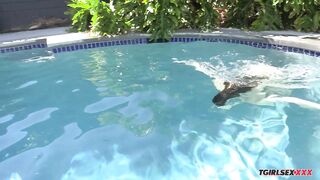 TGIRLSEX - POOL AND FUCK WITH ASIA BELLE HERE. ANAL HARDCORE