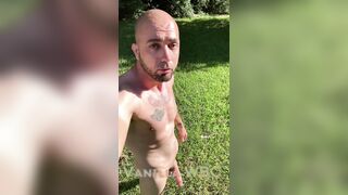 Caught jerking cock outside