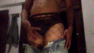 Her fishnets and panties