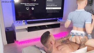 Hunky Lad gets Seduced and his Thick Cock Serviced by his Sexy Femboy Boyfriend in Miniskirt