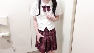 [Crossdressing] Japanese masturbation with a lot of ejaculation in a cute uniform