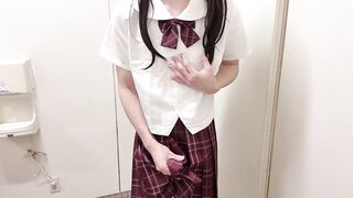 [Crossdressing] Japanese masturbation with a lot of ejaculation in a cute uniform