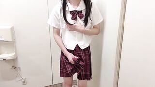 [Crossdressing] Japanese masturbation with a lot of ejaculation in a cute uniform
