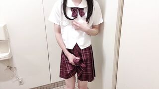 [Crossdressing] Japanese masturbation with a lot of ejaculation in a cute uniform