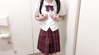 [Crossdressing] Japanese masturbation with a lot of ejaculation in a cute uniform