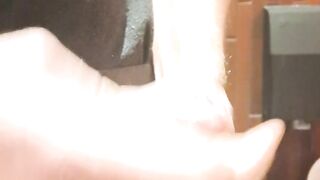 Wanking my uncut cock in the restaurants bathroom