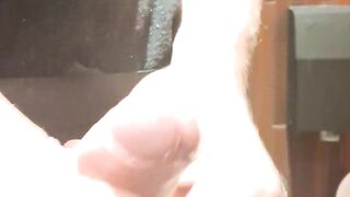 Wanking my uncut cock in the restaurants bathroom