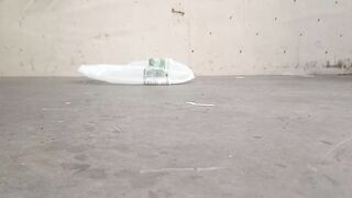 Plastic Bottle Crush. Squashed flat by my 89kg size 11 boots ????????