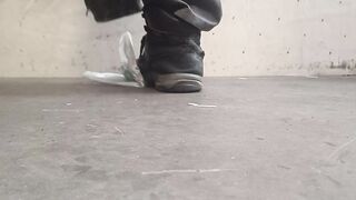 Plastic Bottle Crush. Squashed flat by my 89kg size 11 boots ????????